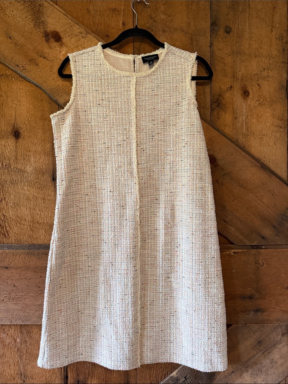 Isaac Mizrahi Cream Tweed Sleeveless A-Line Dress Women Medium